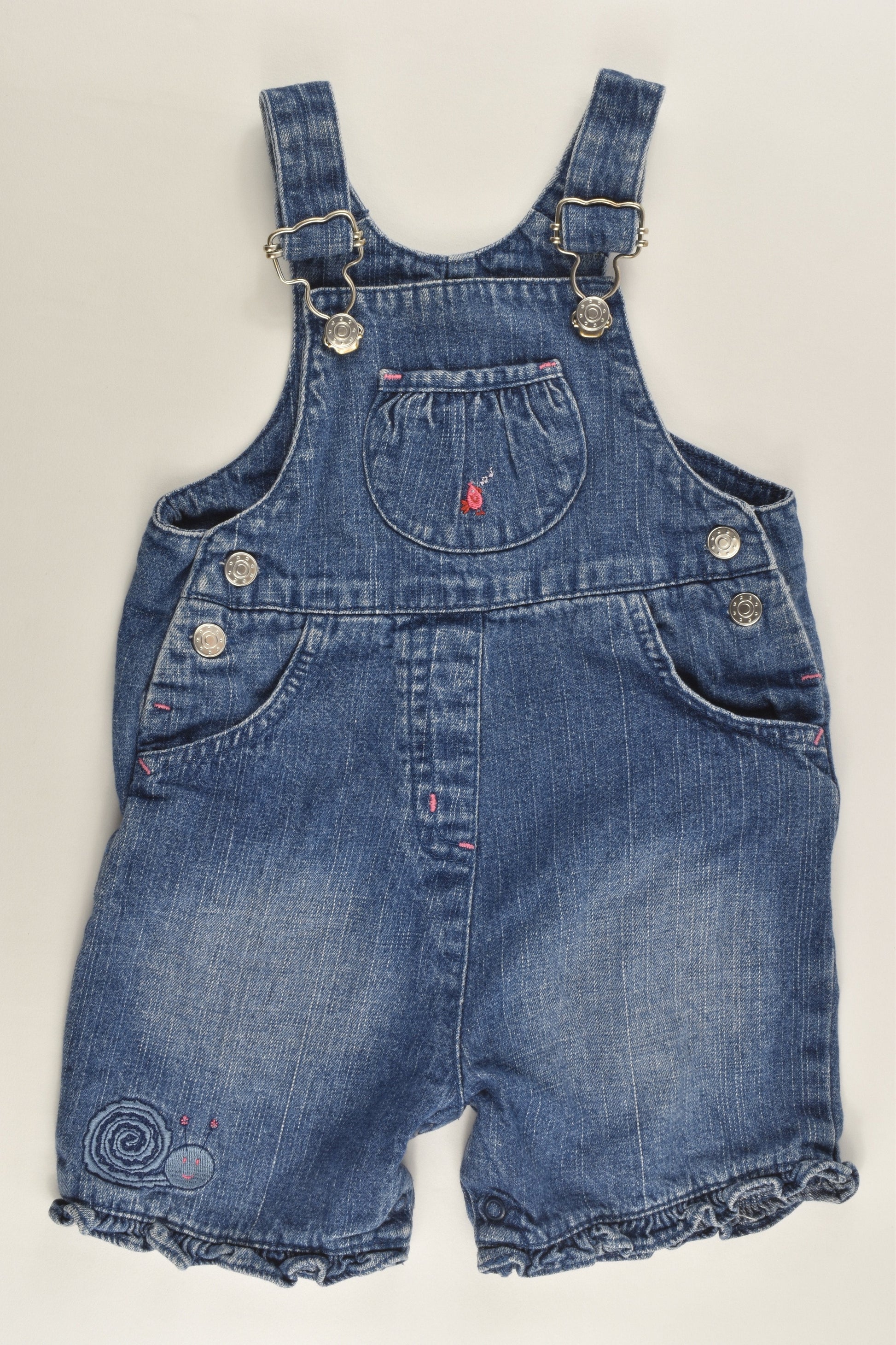 J.F.B Size 1 (12-18 months, 80-86 cm) Snail Short Denim Overalls