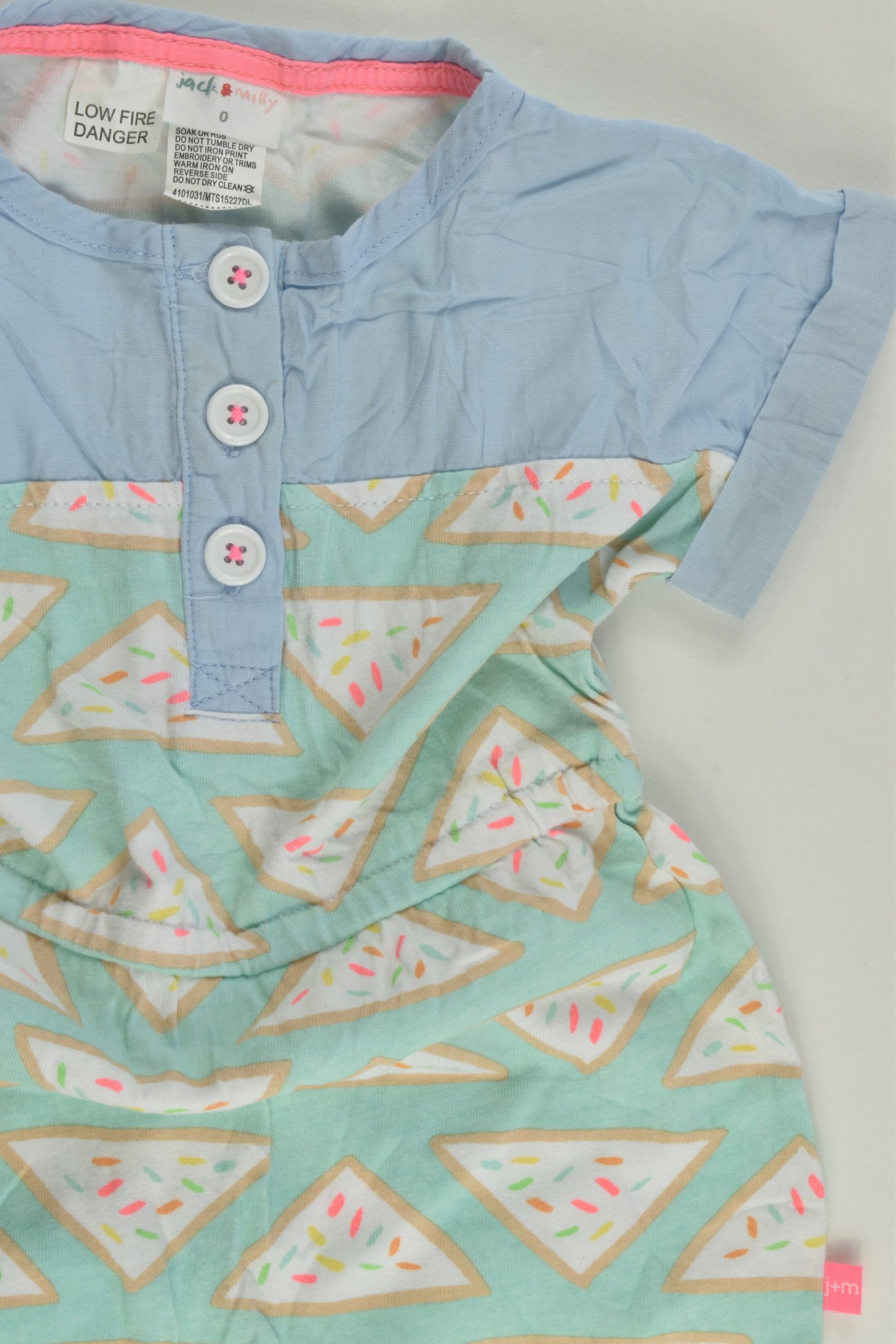 Jack & Milly Size 0 Fairy Bread Short Playsuit