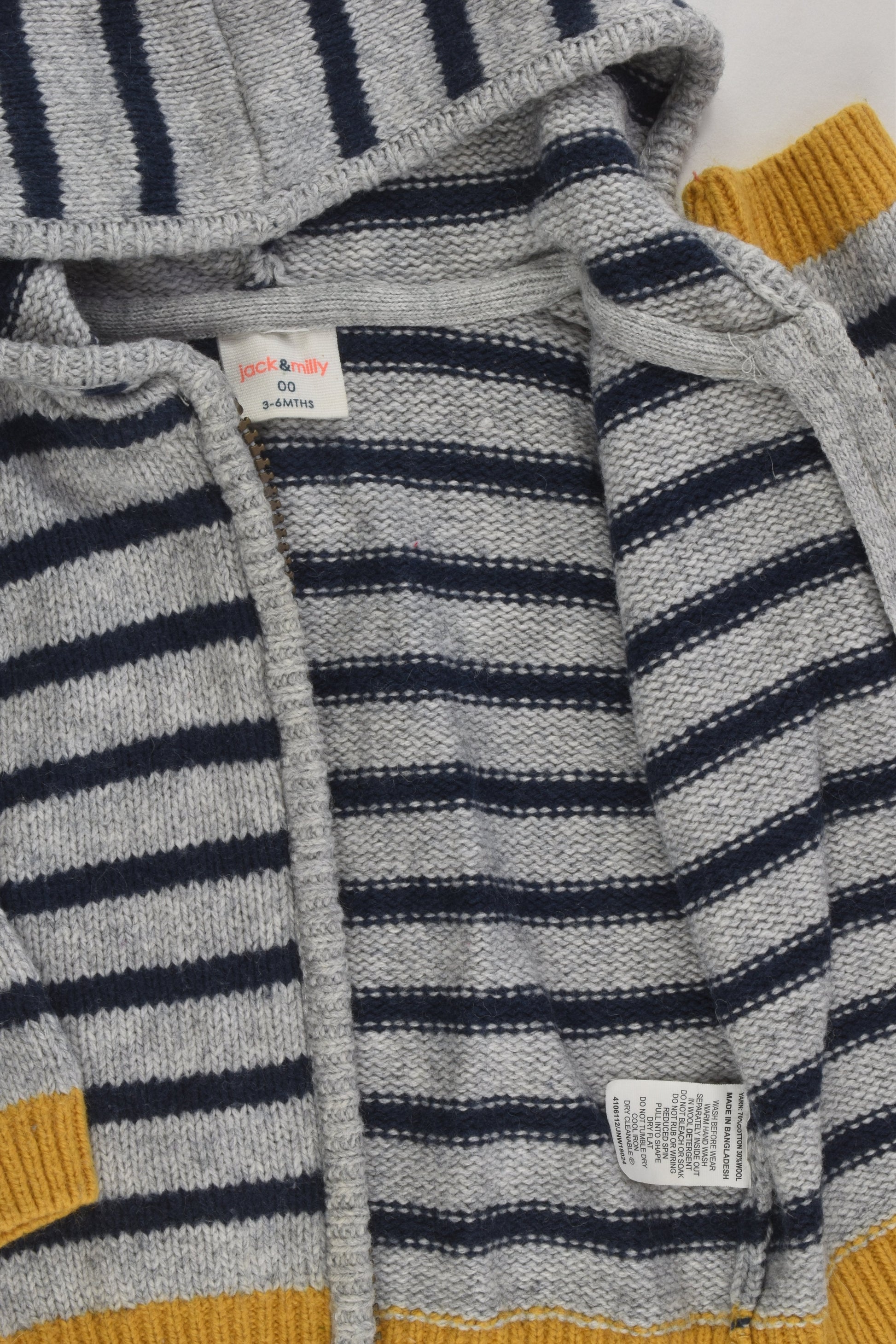 Jack & Milly Size 00 Cotton/Wool Knitted Jumper