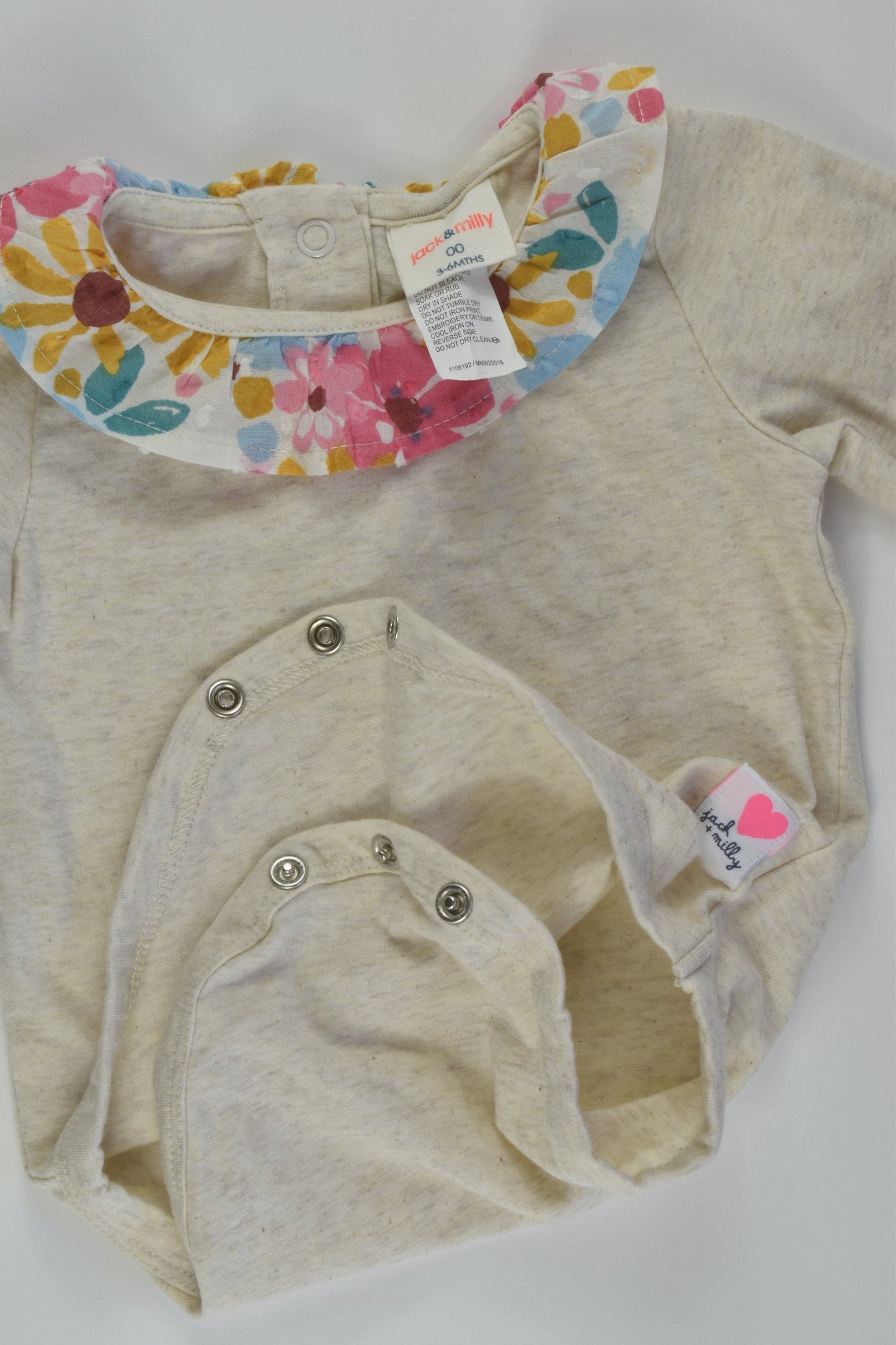 Jack & Milly Size 00 Floral Collar Bodysuit