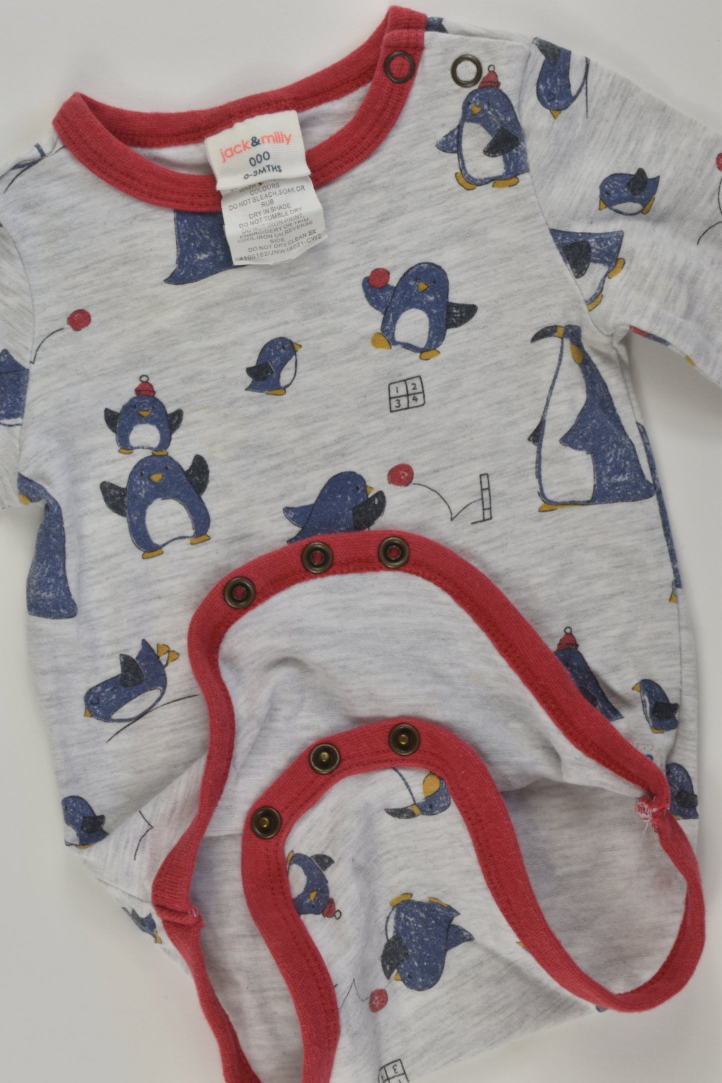 Jack & Milly Size 000 Penguin Bodysuit