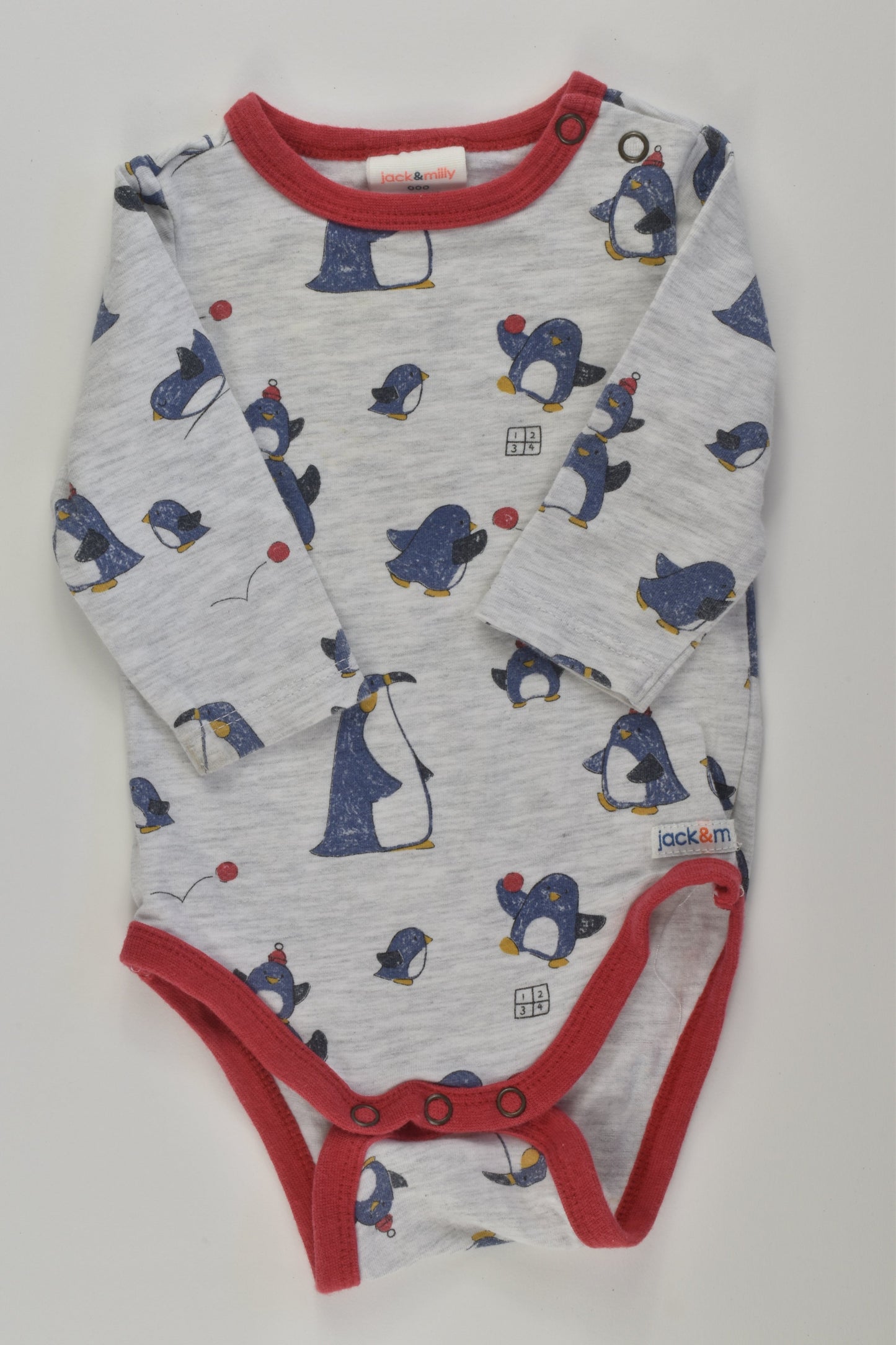 Jack & Milly Size 000 Penguin Bodysuit