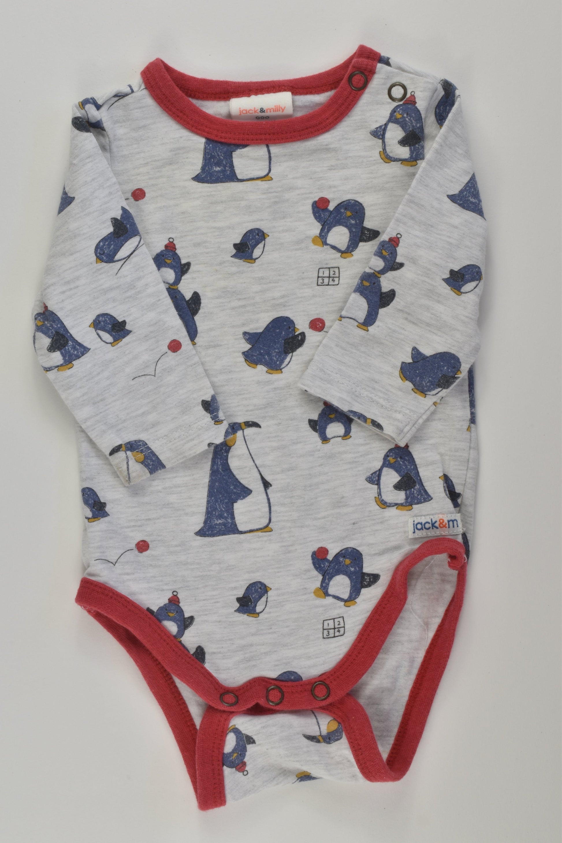 Jack & Milly Size 000 Penguin Bodysuit