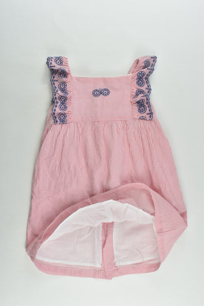Jack & Milly Size 1 Striped Lined Dress with Butterfly Embroidery