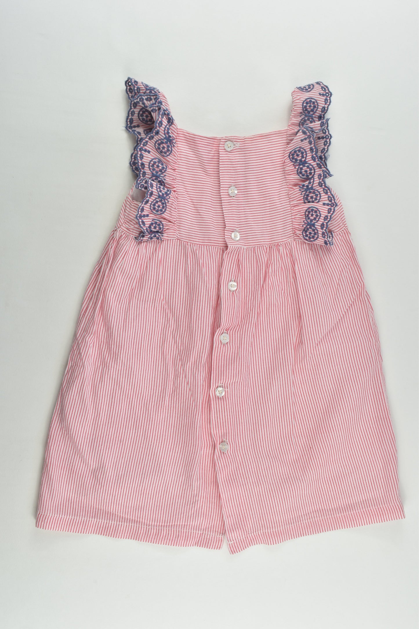 Jack & Milly Size 1 Striped Lined Dress with Butterfly Embroidery