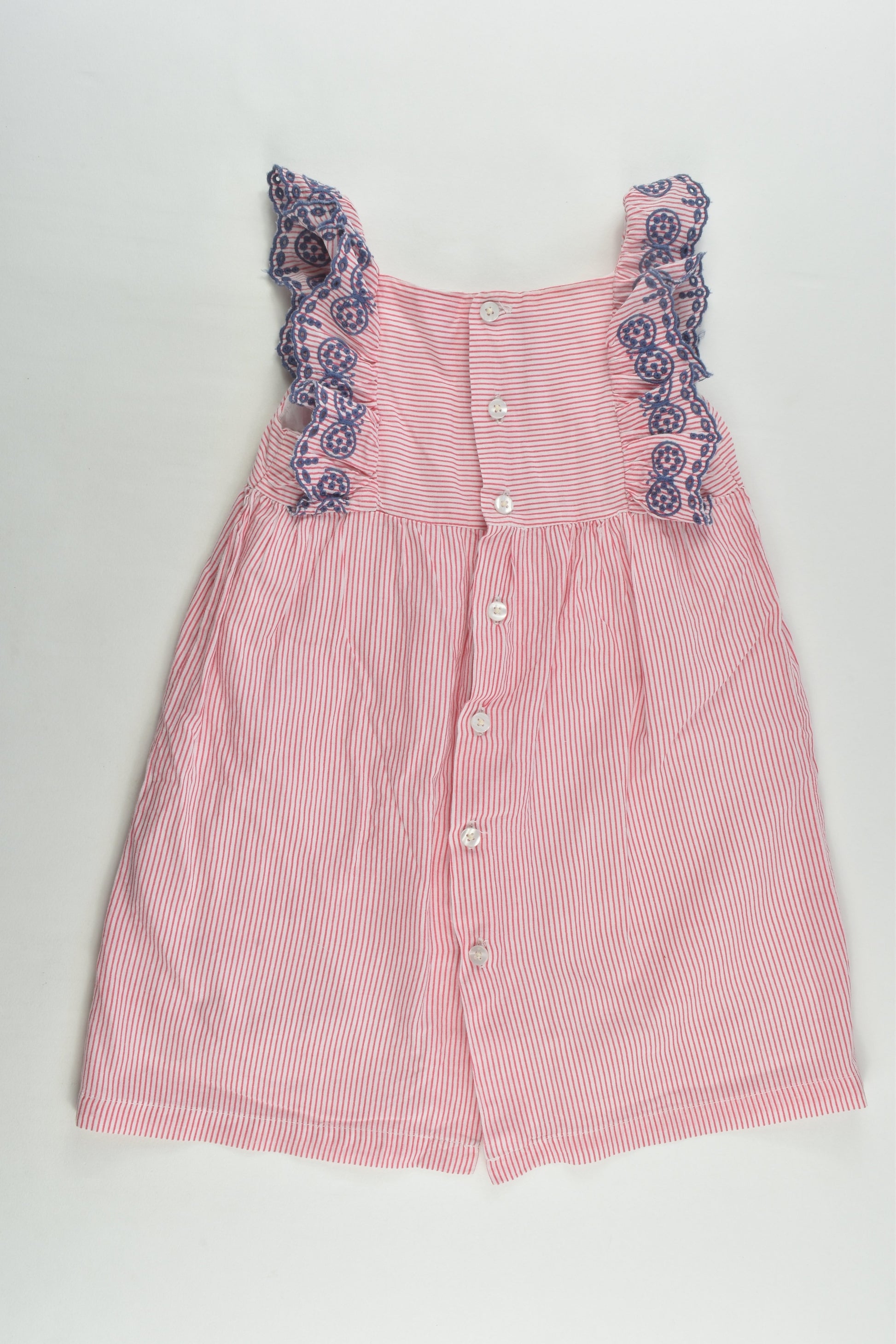 Jack & Milly Size 1 Striped Lined Dress with Butterfly Embroidery