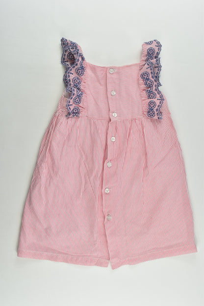Jack & Milly Size 1 Striped Lined Dress with Butterfly Embroidery