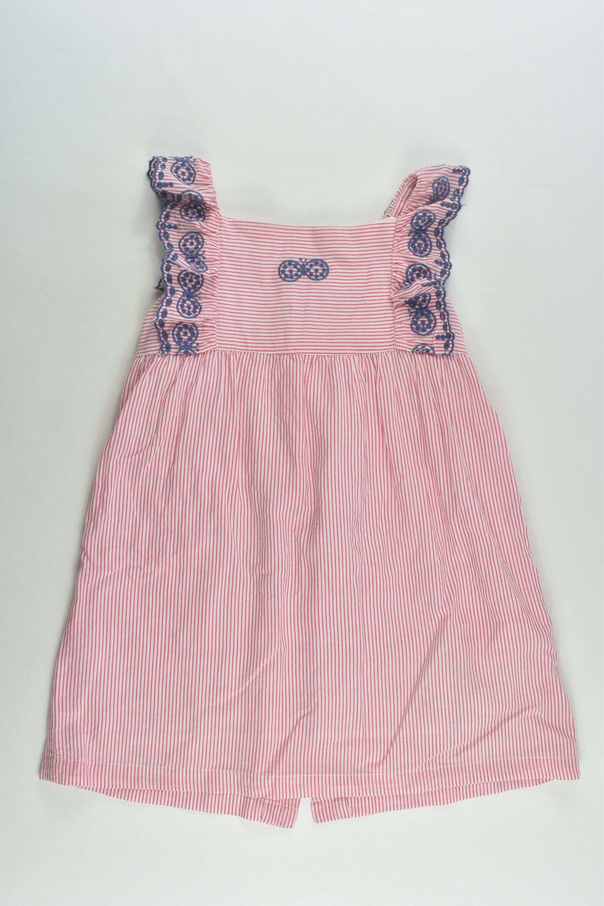 Jack & Milly Size 1 Striped Lined Dress with Butterfly Embroidery