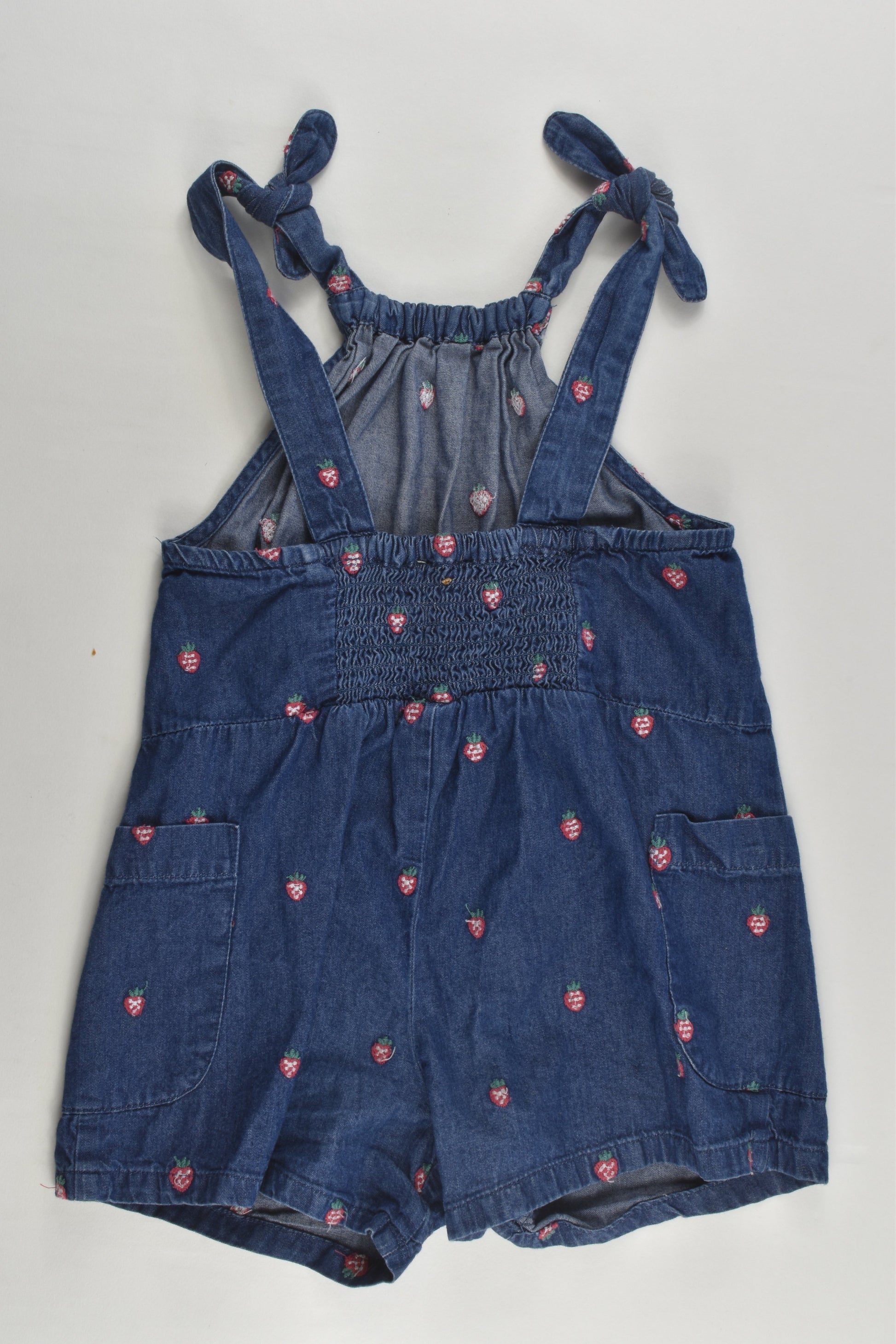 Jack & Milly Size 3 Strawberries Lightweight Denim Short Overalls