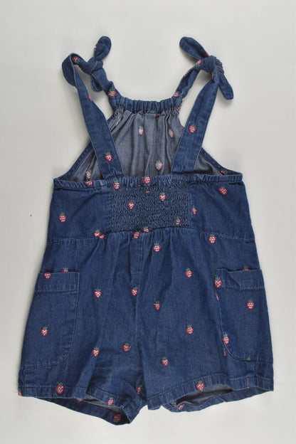 Jack & Milly Size 3 Strawberries Lightweight Denim Short Overalls