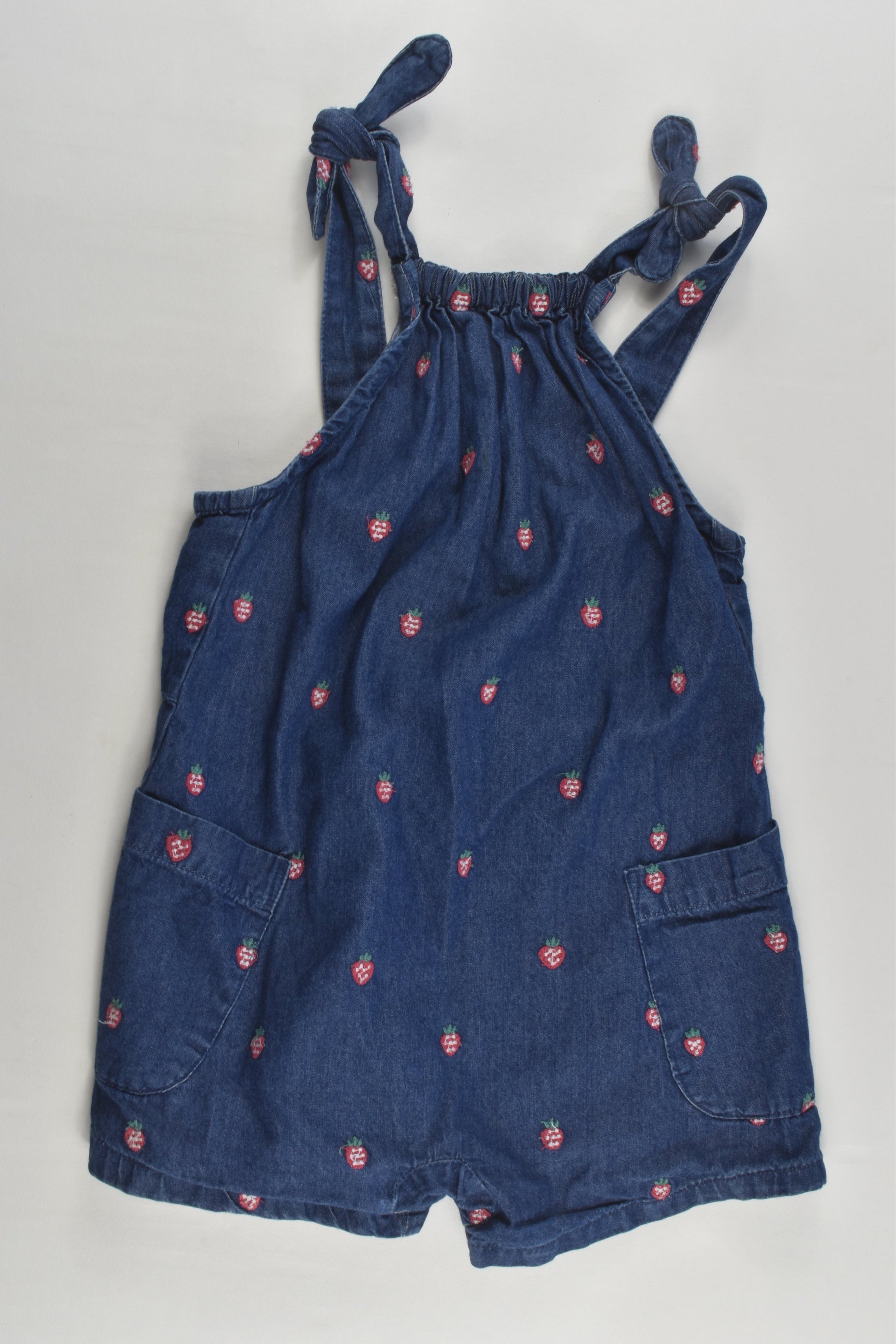 Jack & Milly Size 3 Strawberries Lightweight Denim Short Overalls