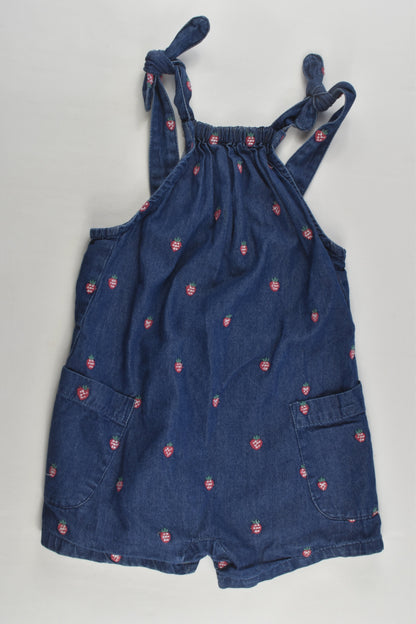 Jack & Milly Size 3 Strawberries Lightweight Denim Short Overalls