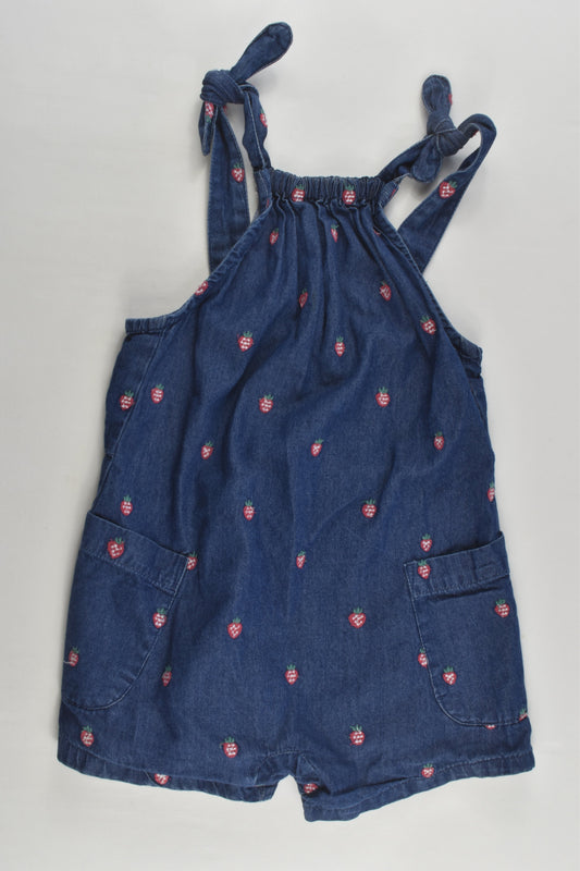 Jack & Milly Size 3 Strawberries Lightweight Denim Short Overalls