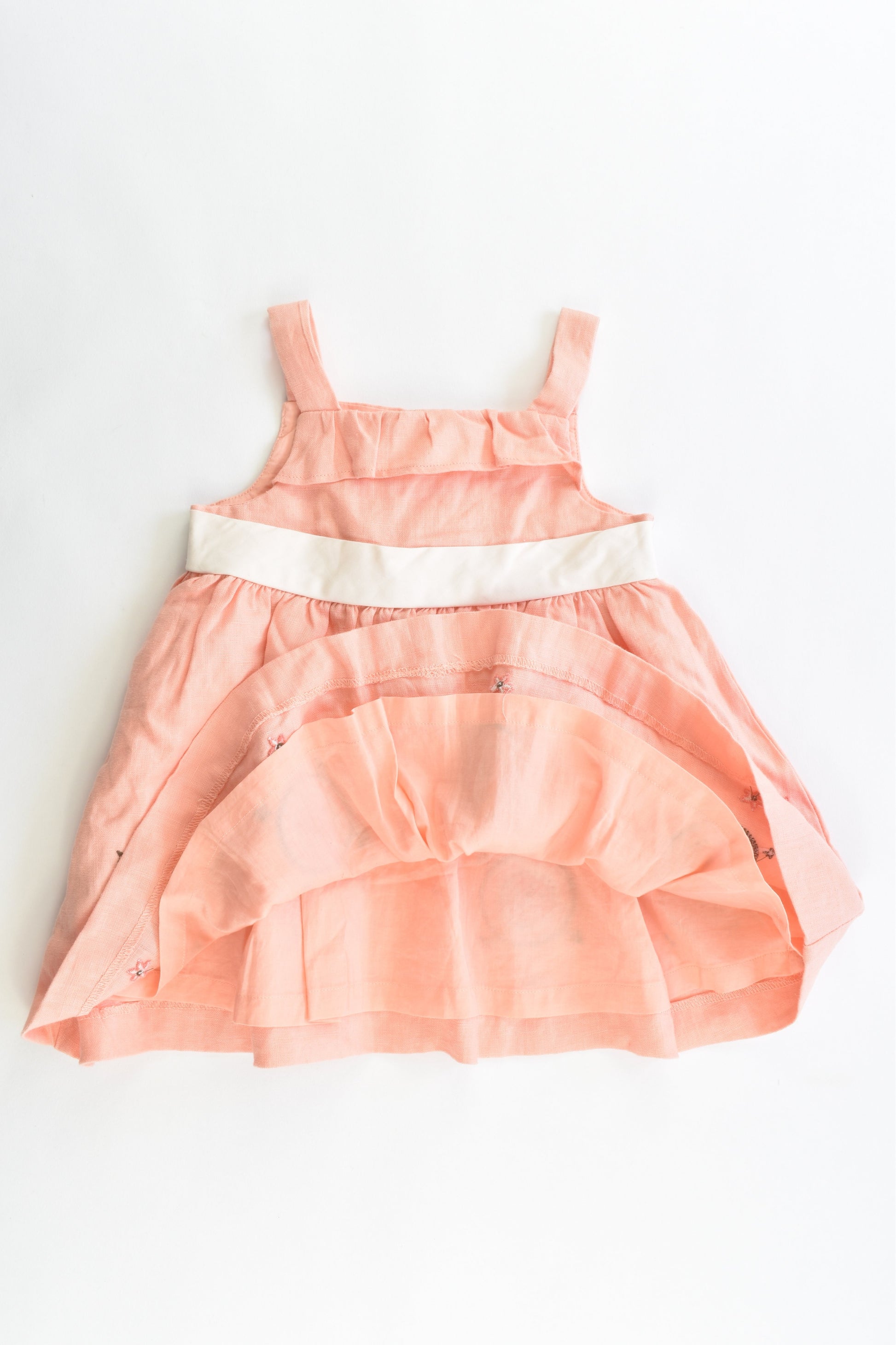 Janie and Jack Size 0 to 3 months (Generous sizing) Linen Dress with Cotton Lining
