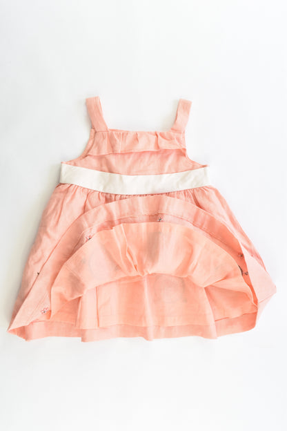 Janie and Jack Size 0 to 3 months (Generous sizing) Linen Dress with Cotton Lining