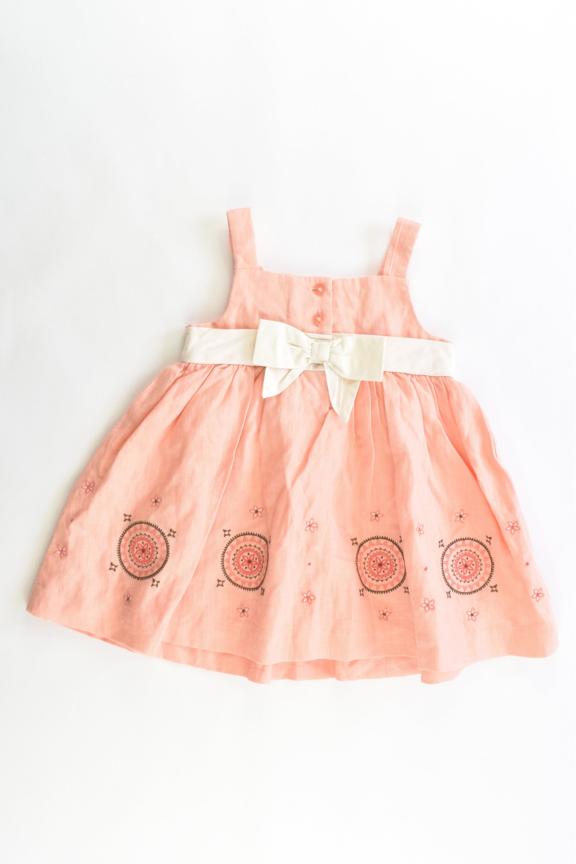 Janie and Jack Size 0 to 3 months (Generous sizing) Linen Dress with Cotton Lining
