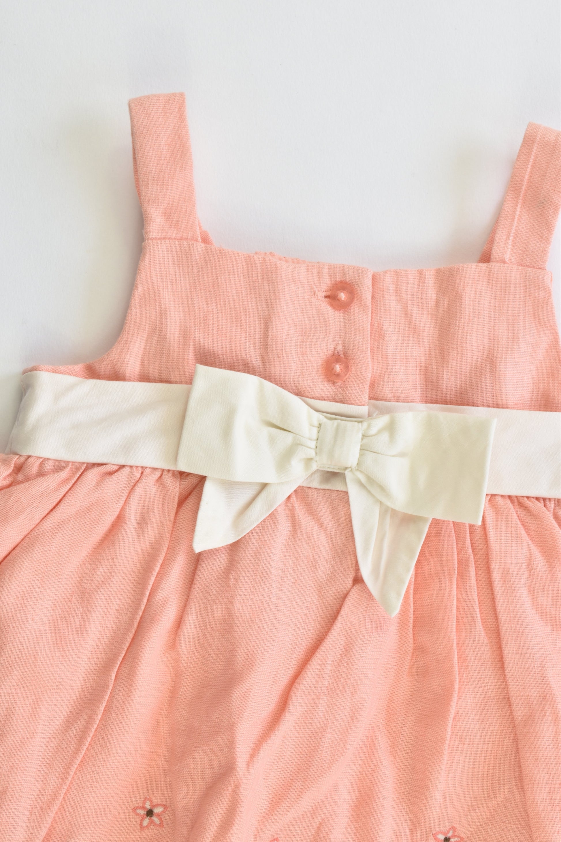 Janie and Jack Size 0 to 3 months (Generous sizing) Linen Dress with Cotton Lining