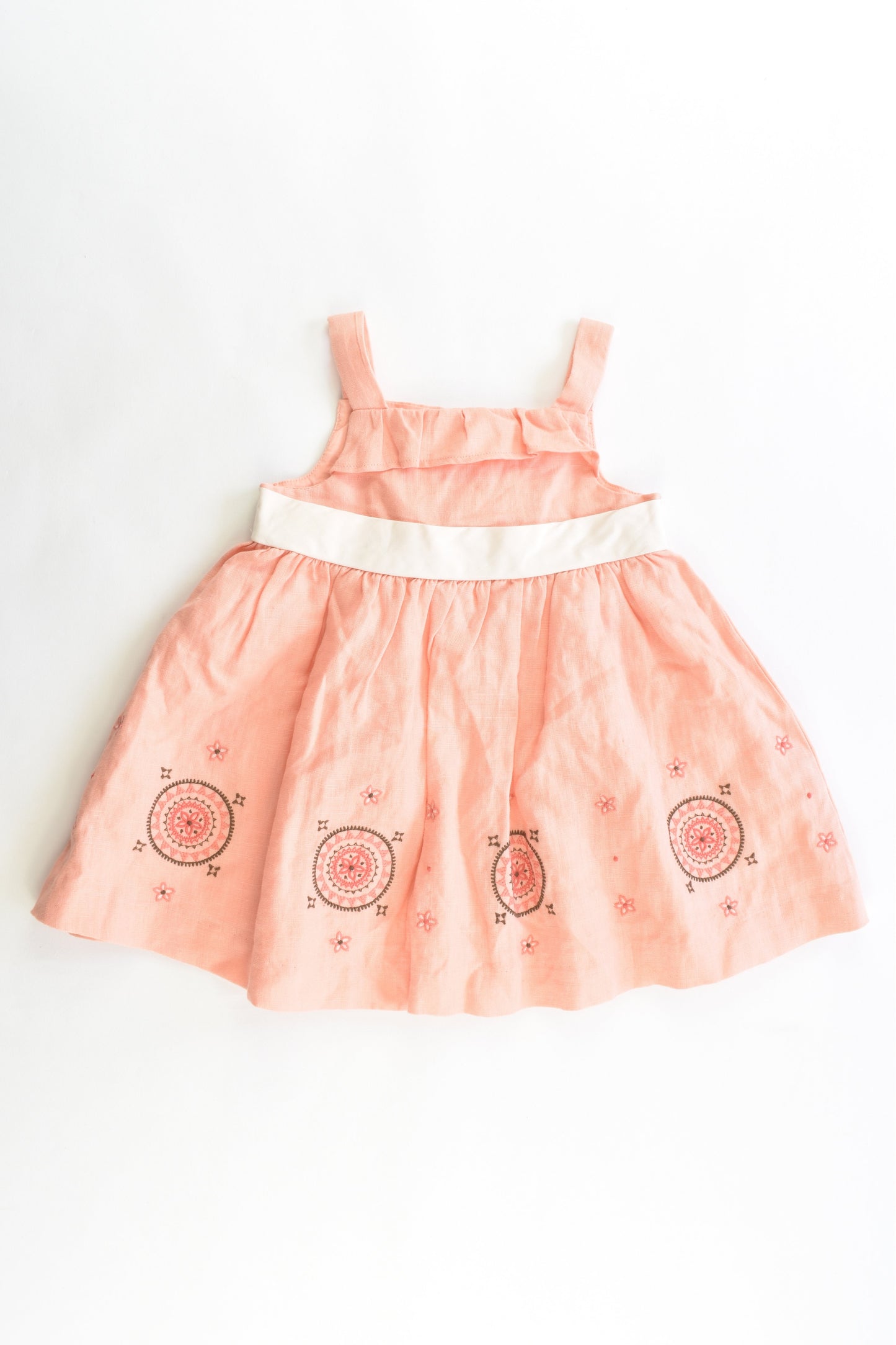 Janie and Jack Size 0 to 3 months (Generous sizing) Linen Dress with Cotton Lining