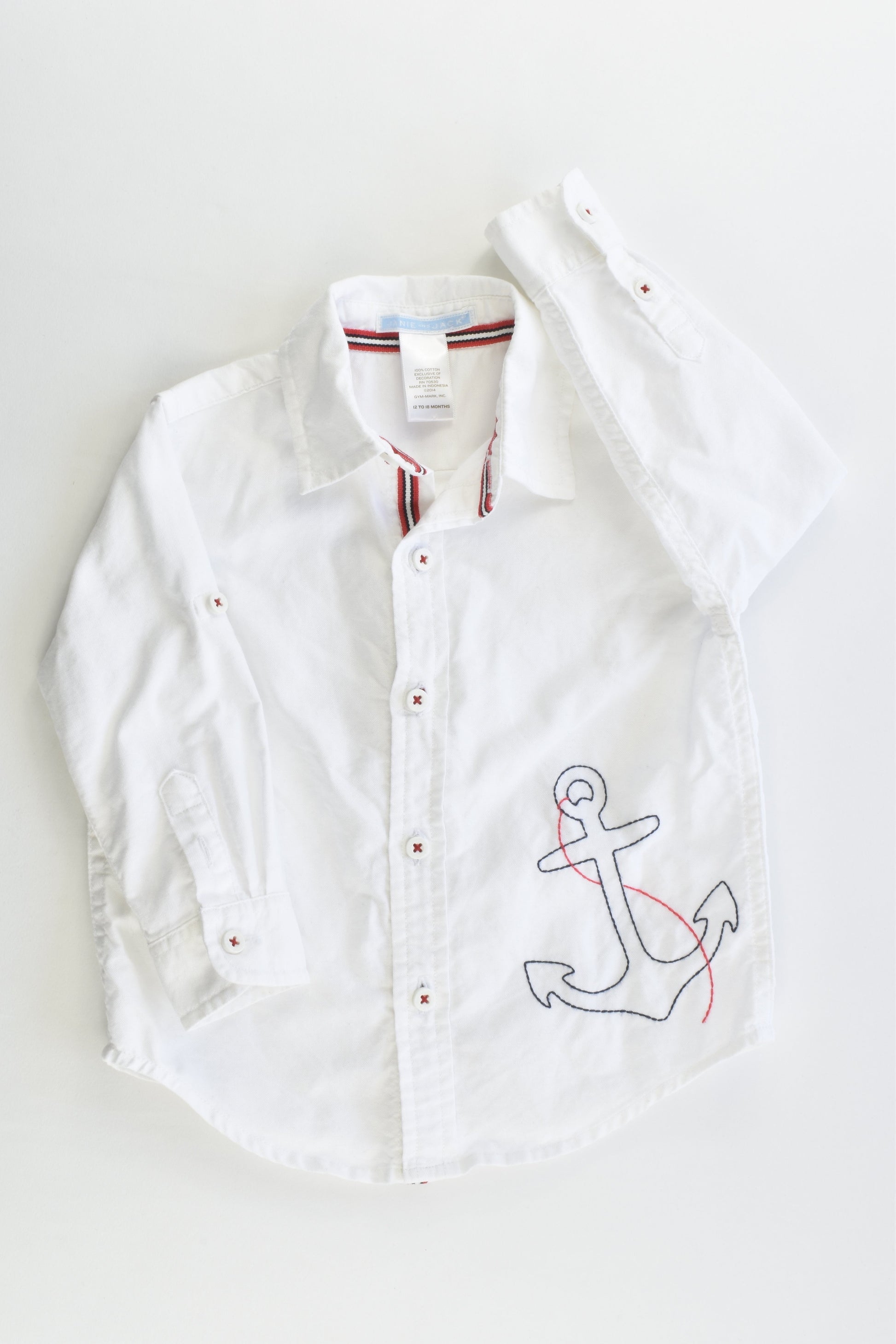 Janie and Jack Size 1 (12-18 months) Nautical Button-Up Shirt