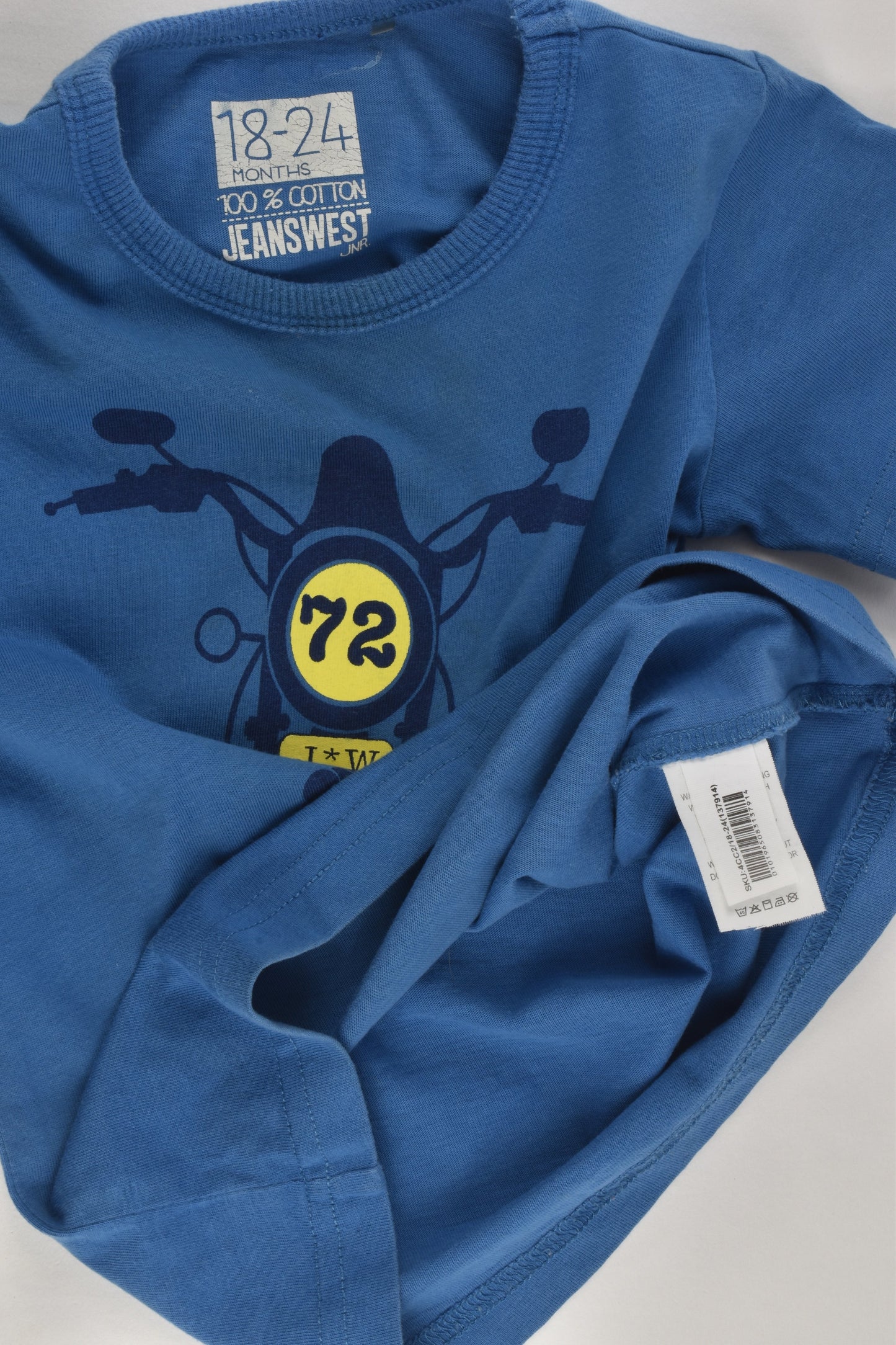 Jeanswest Jnr Size 2 (18-24 months) 'Born To Ride' T-shirt