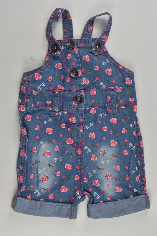 Jel Size 000 Roses Lightweight Short Denim Overalls