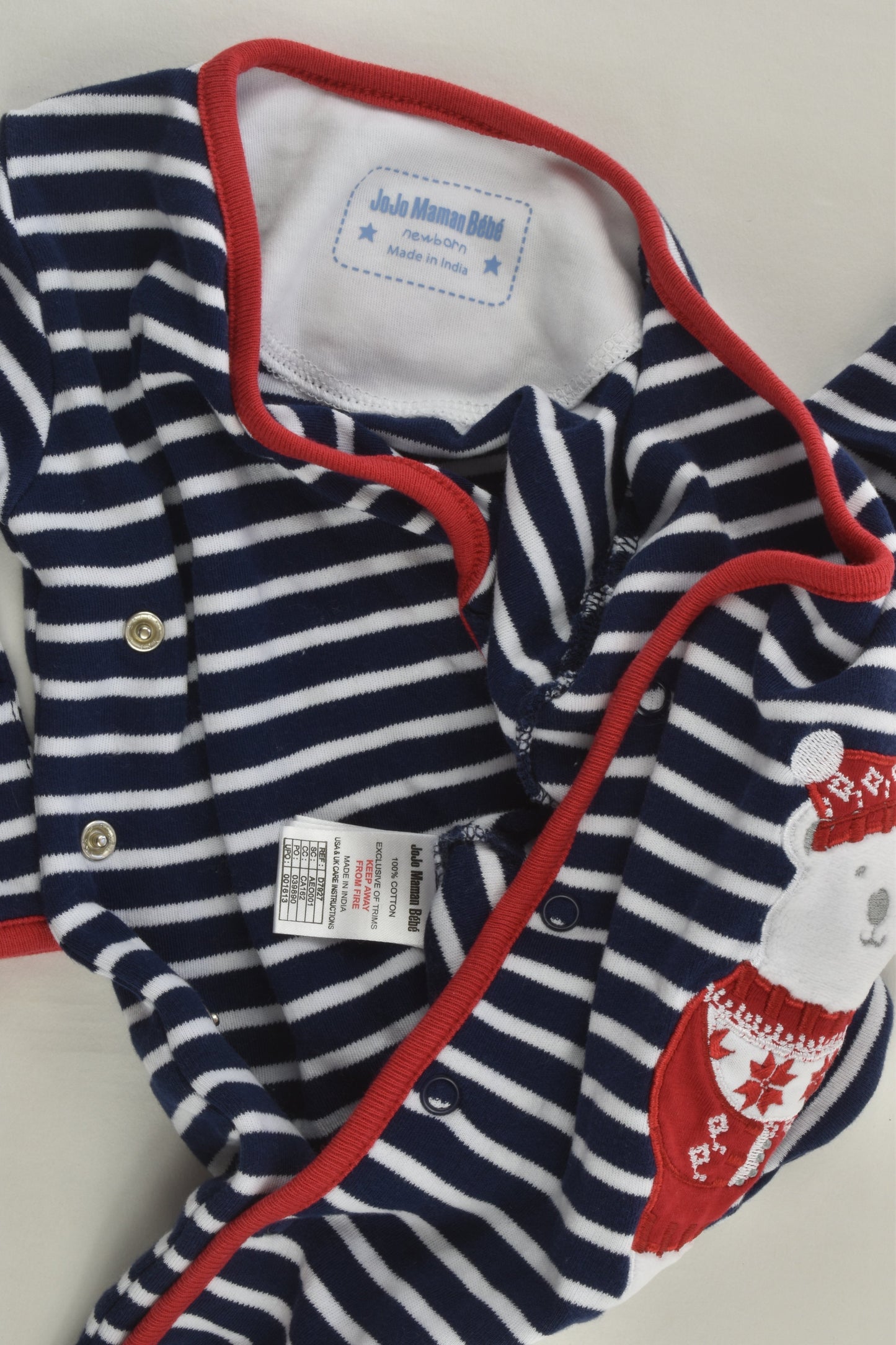 JoJo Mamam Bébé Size 000 Polar Bear Footed Romper