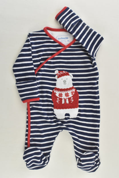JoJo Mamam Bébé Size 000 Polar Bear Footed Romper