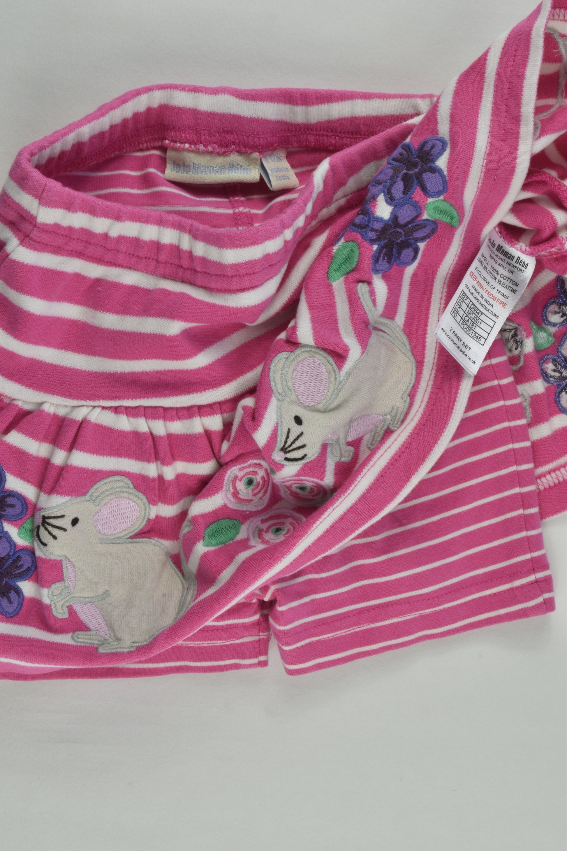 JoJo Maman Bébé Size 0 (6-12 months) Mouse Skirt with Shorts Underneath