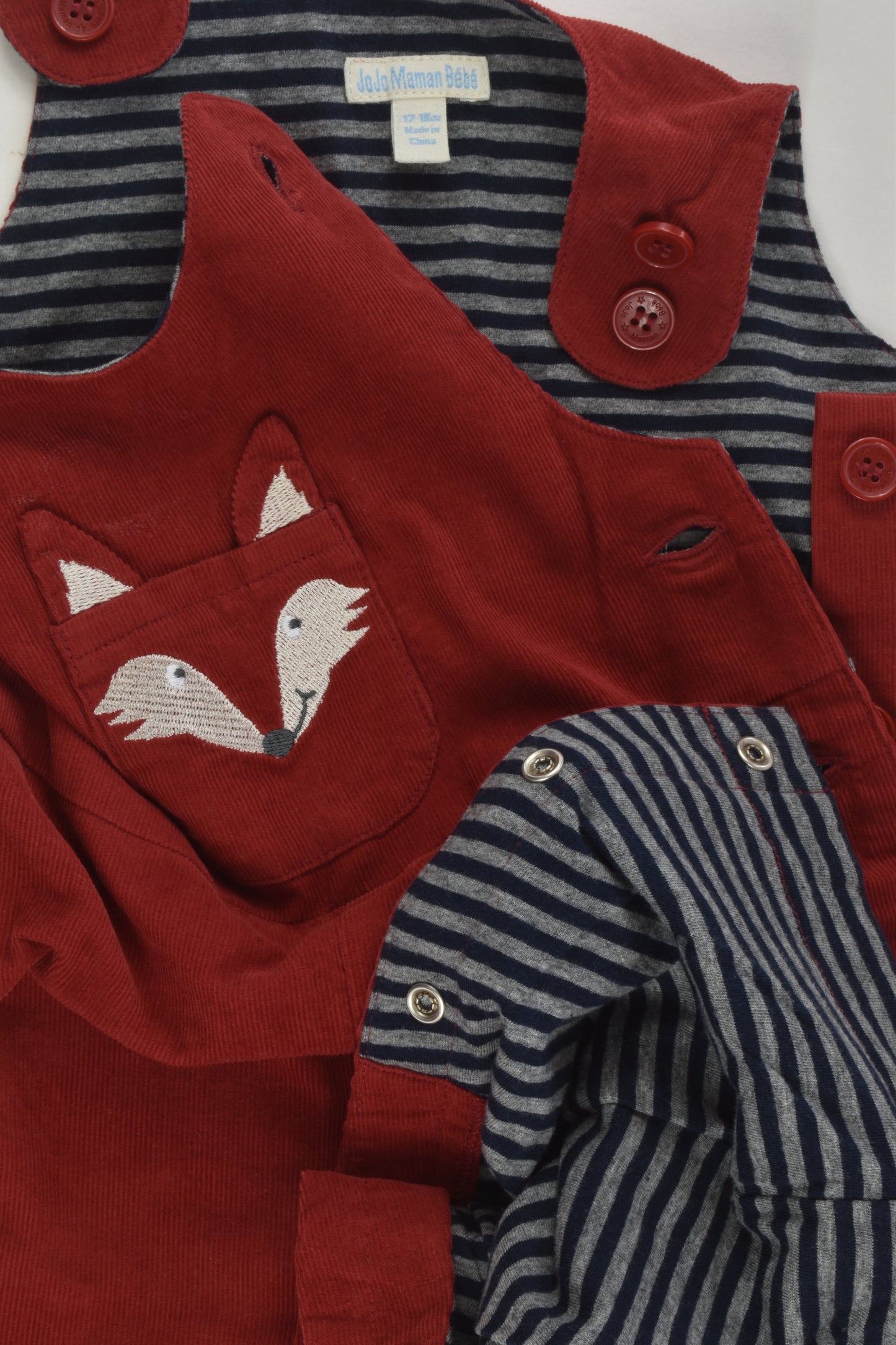 JoJo Maman Bébé Size 1 (12-18 months) Lined Lightweight Fox Cord Overalls
