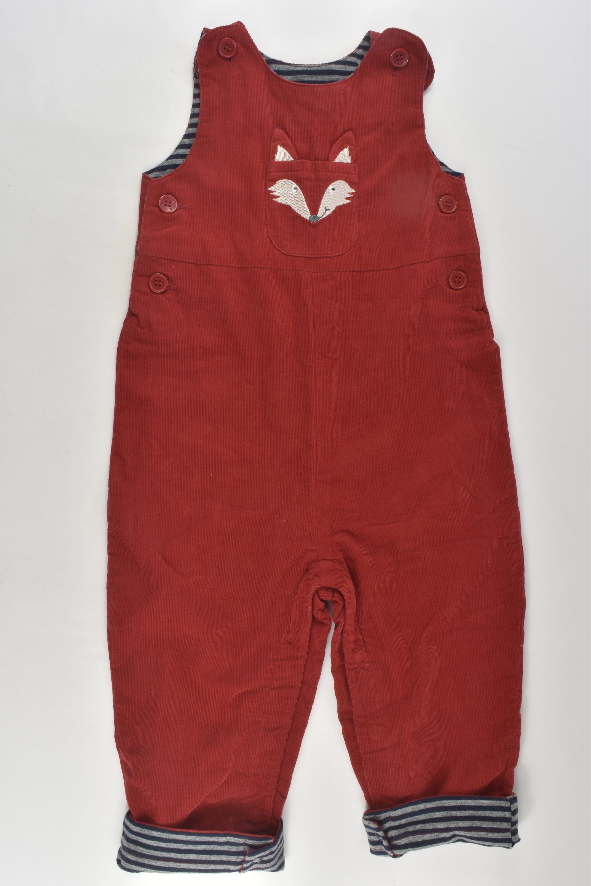 JoJo Maman Bébé Size 1 (12-18 months) Lined Lightweight Fox Cord Overalls