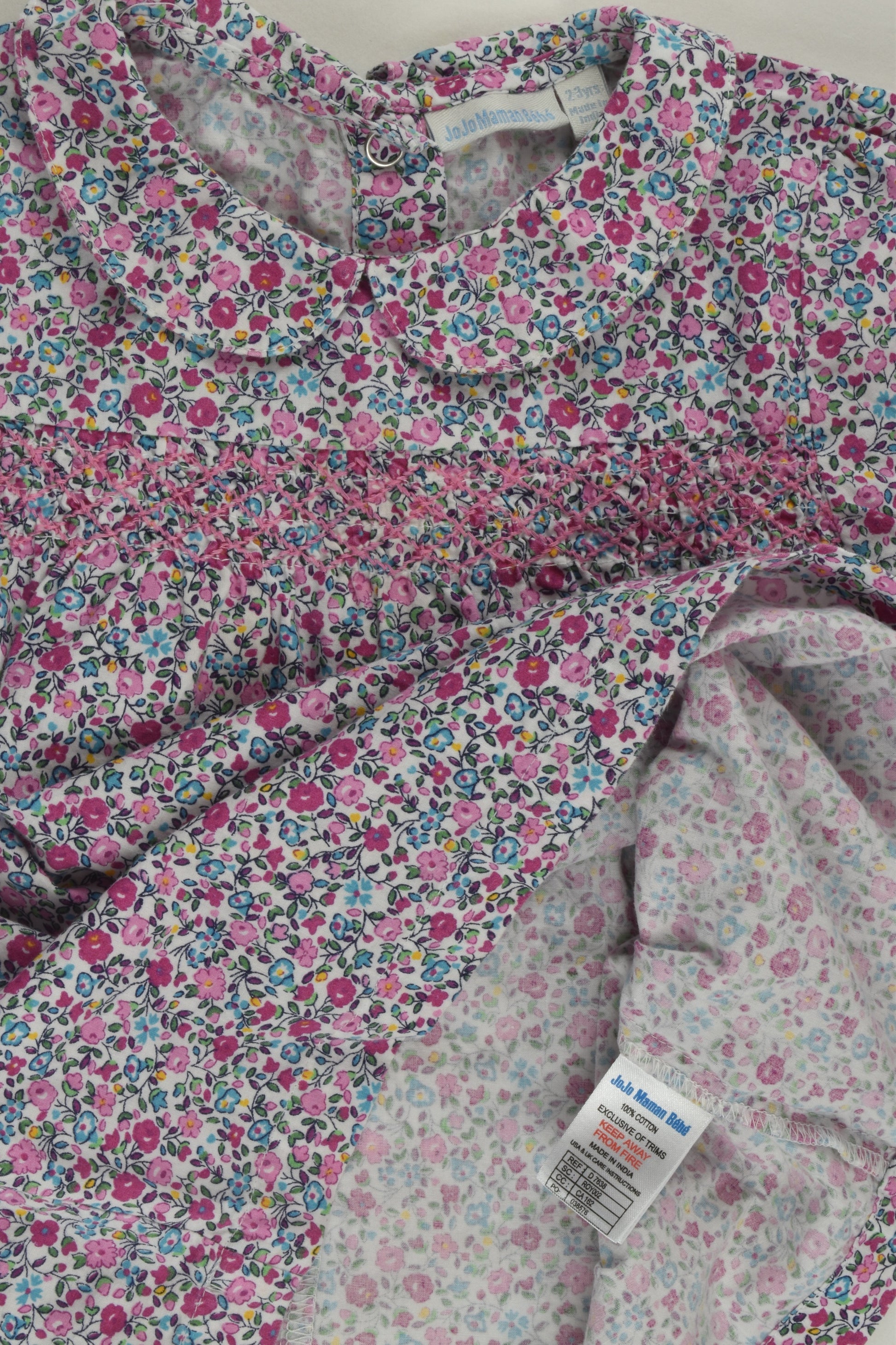 JoJo Maman Bébé Size 2-3 Smocked Liberty Print Blouse
