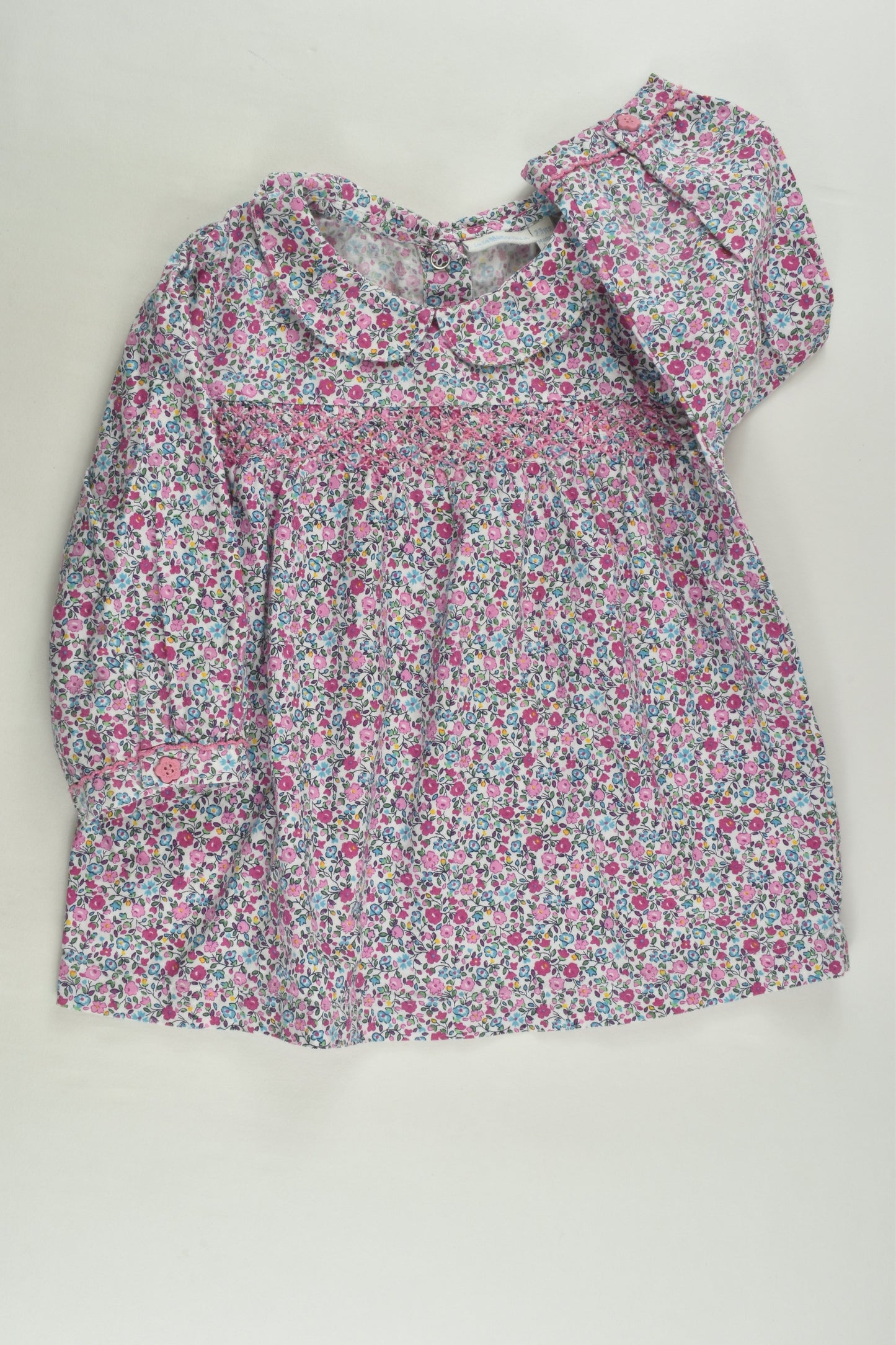 JoJo Maman Bébé Size 2-3 Smocked Liberty Print Blouse