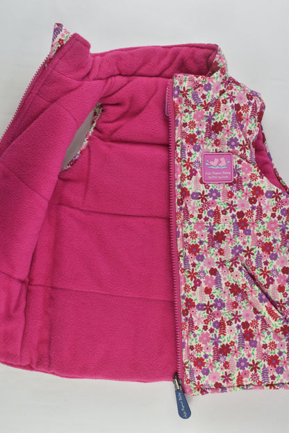 JoJo Maman Bébé Size 2-3 Splish Splash Reversible Floral/Fleece Puffer Vest
