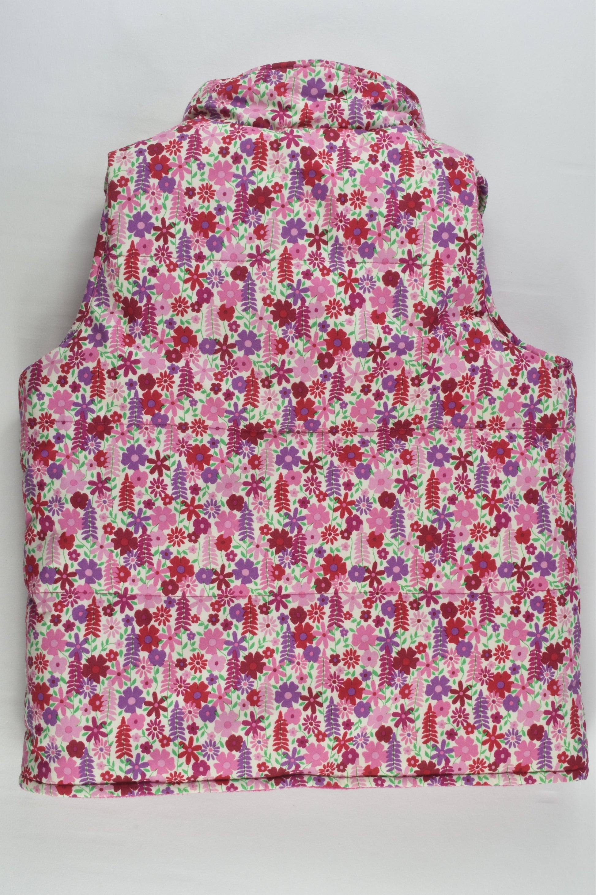 JoJo Maman Bébé Size 2-3 Splish Splash Reversible Floral/Fleece Puffer Vest