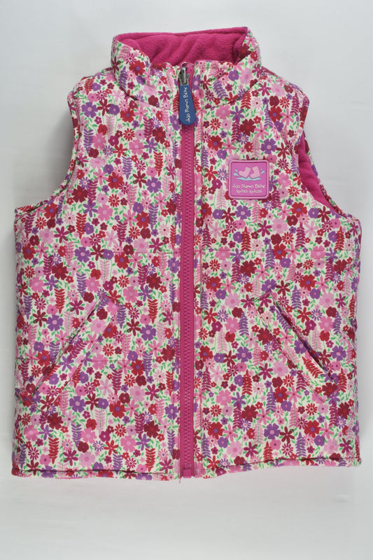 JoJo Maman Bébé Size 2-3 Splish Splash Reversible Floral/Fleece Puffer Vest