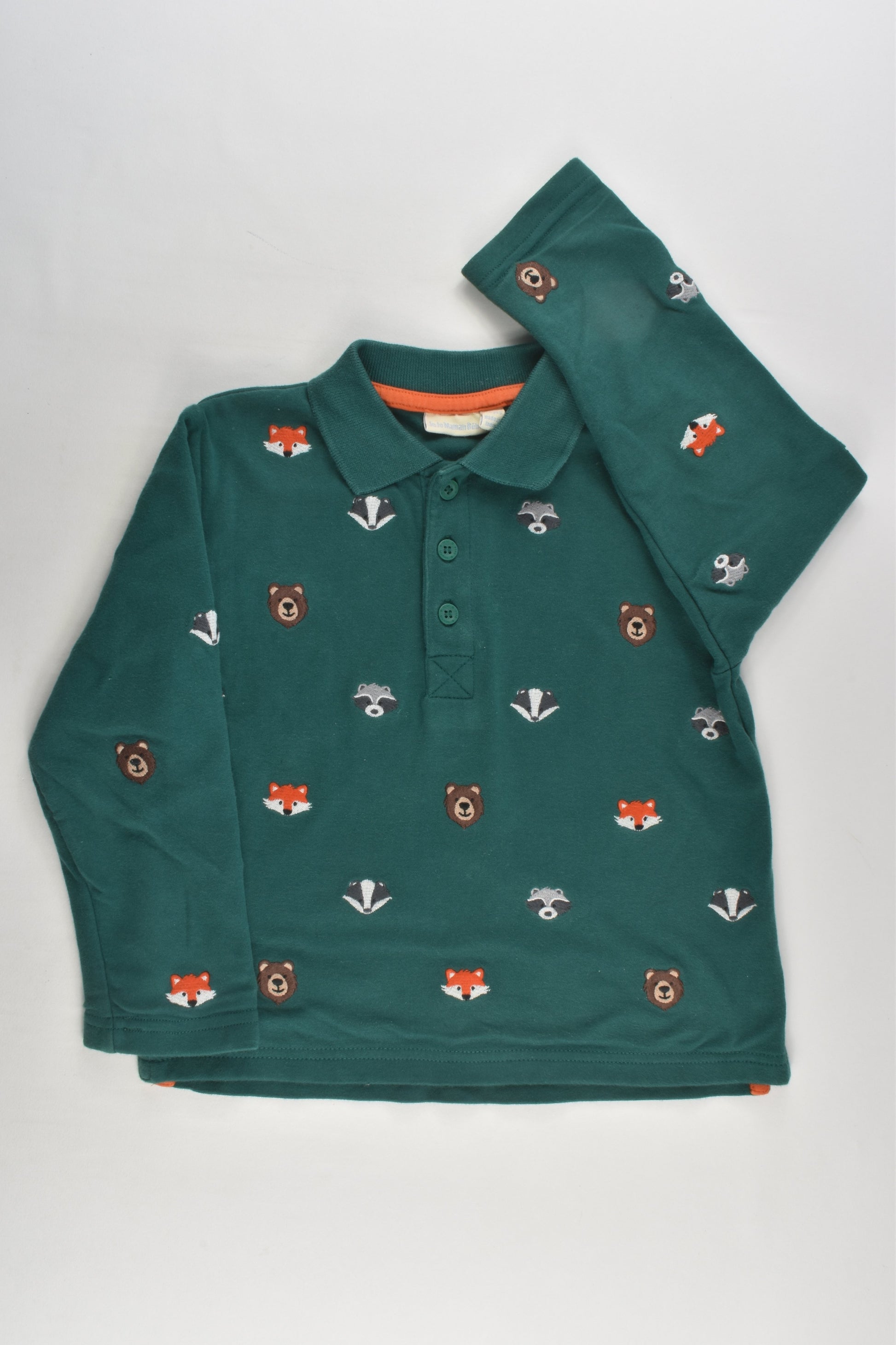 JoJo Maman Bébé Size 4-5 Forest Animals Collared Top