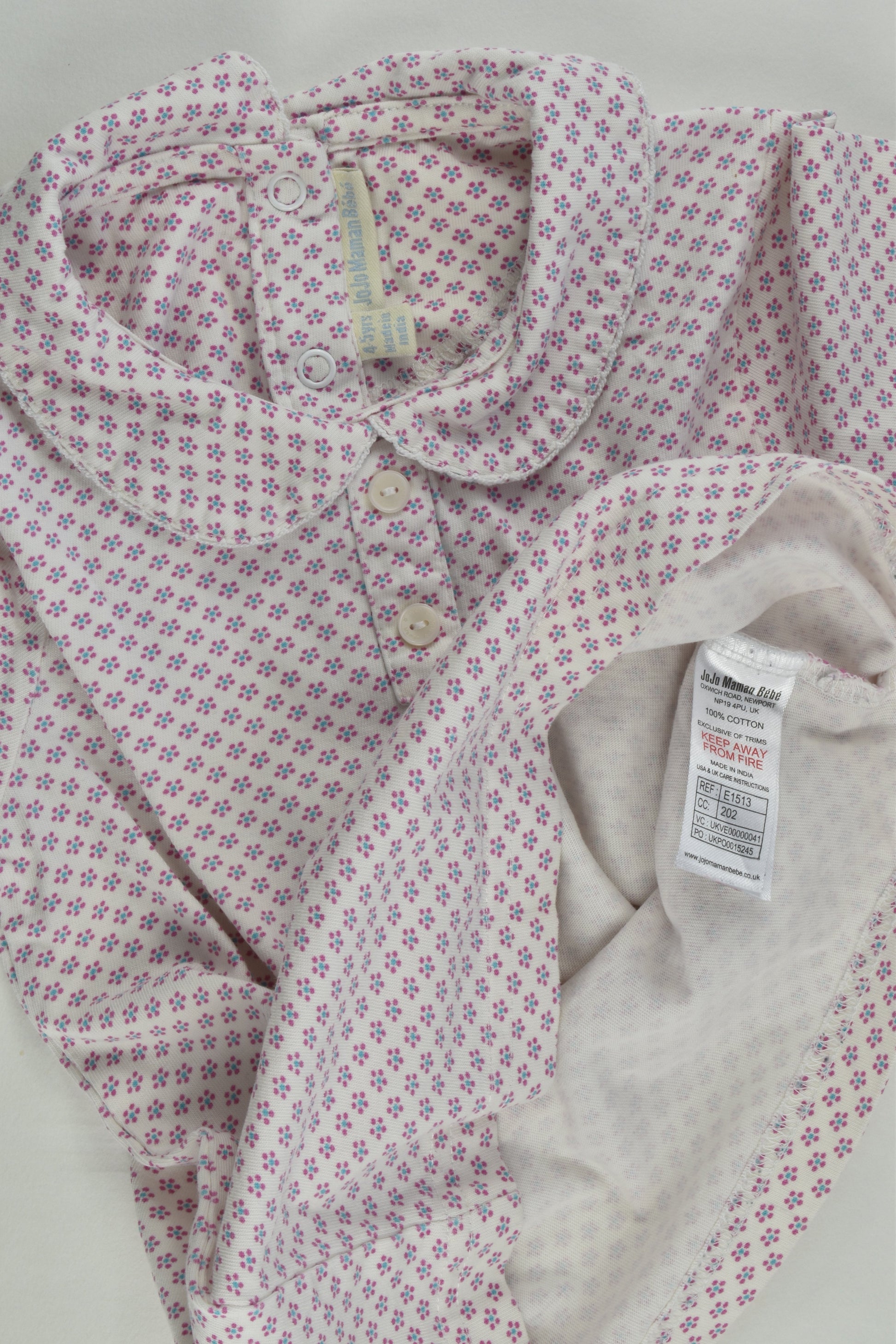 JoJo Maman Bébé Size 4-5 Retro Flowers Collared Top