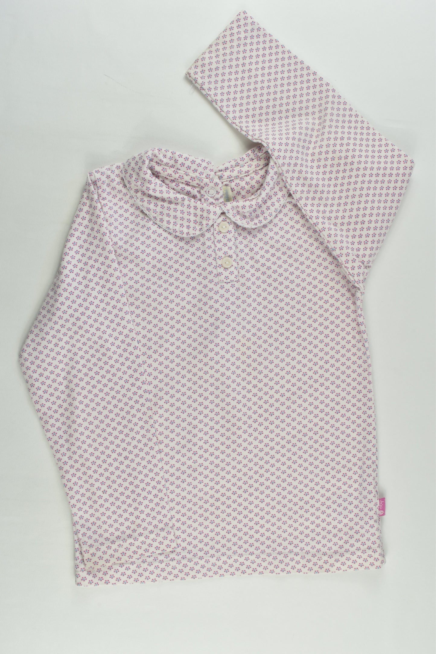 JoJo Maman Bébé Size 4-5 Retro Flowers Collared Top