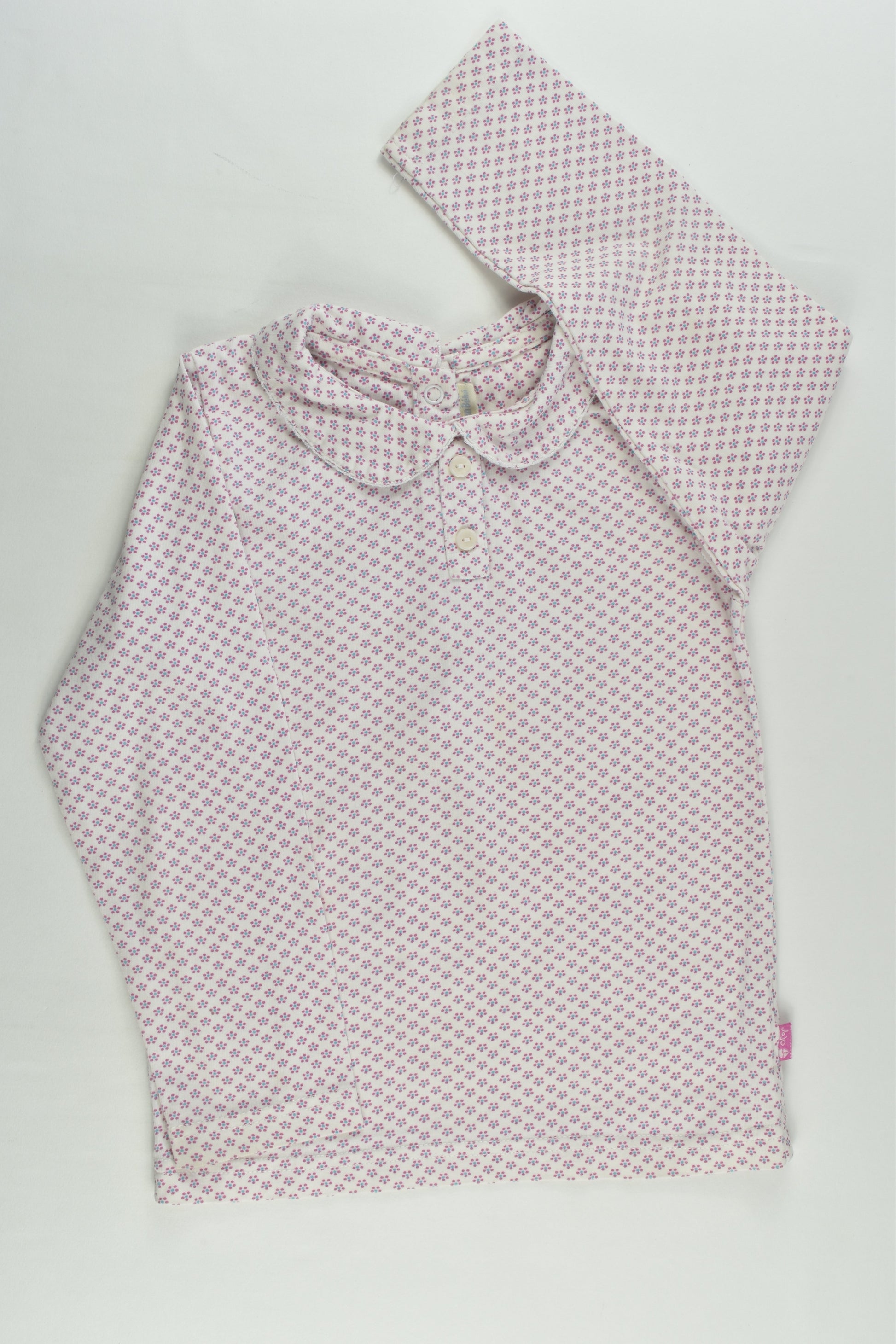 JoJo Maman Bébé Size 4-5 Retro Flowers Collared Top