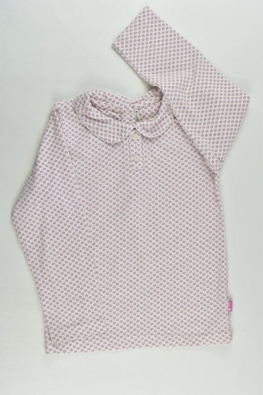JoJo Maman Bébé Size 4-5 Retro Flowers Collared Top