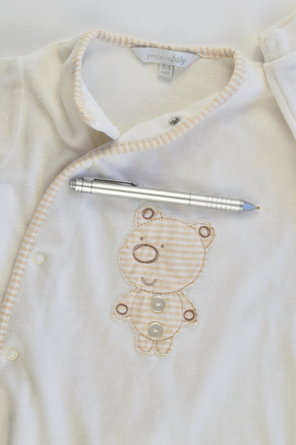 John Lewis Baby Size 000 (0-3 months, 56-62 cm) Teddy Bear Velour Romper