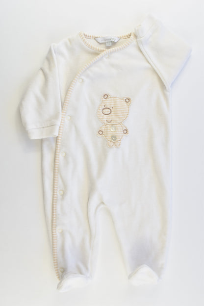 John Lewis Baby Size 000 (0-3 months, 56-62 cm) Teddy Bear Velour Romper