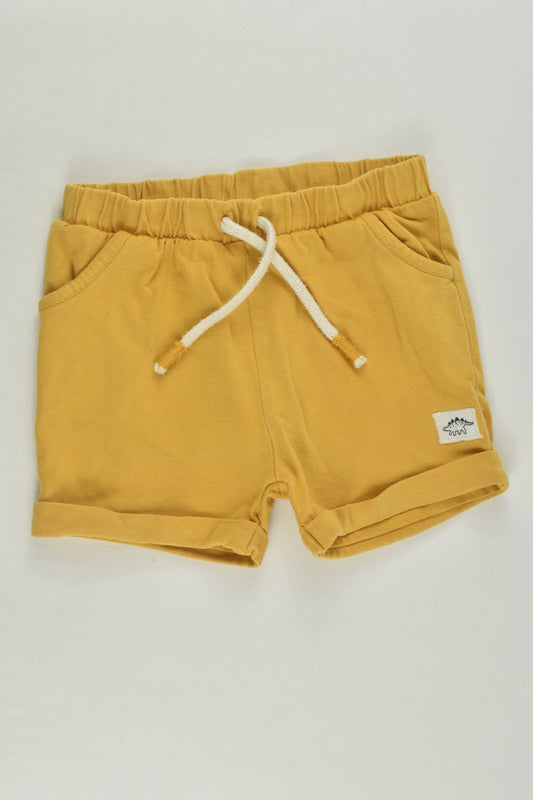 John Lewis Size 0 (9-12 months) Organic Mustrad Dinosaur Shorts