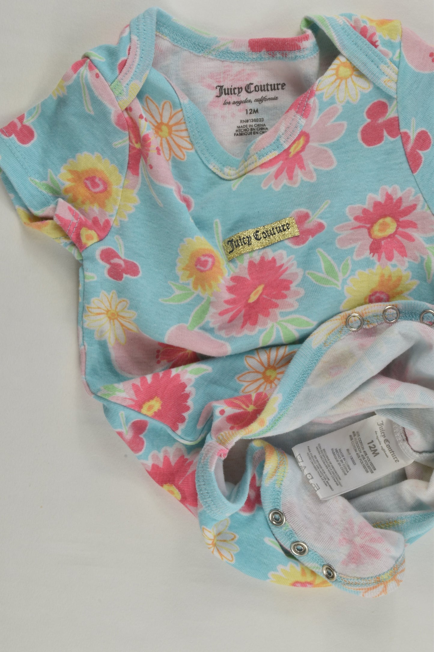Juicy Couture Size 0 (12 months) Floral Bodysuit