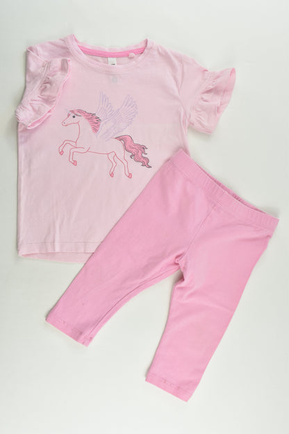 K-D Size 2 Unicorn T-shirt and Brilliant Basics 3/4 Leggings