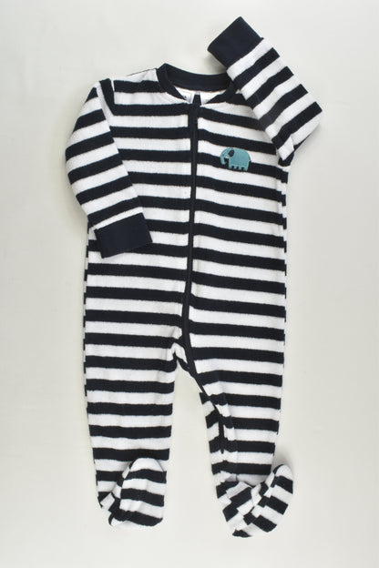 Kids & Co Size 00 Footed Striped Elephant Terry Romper