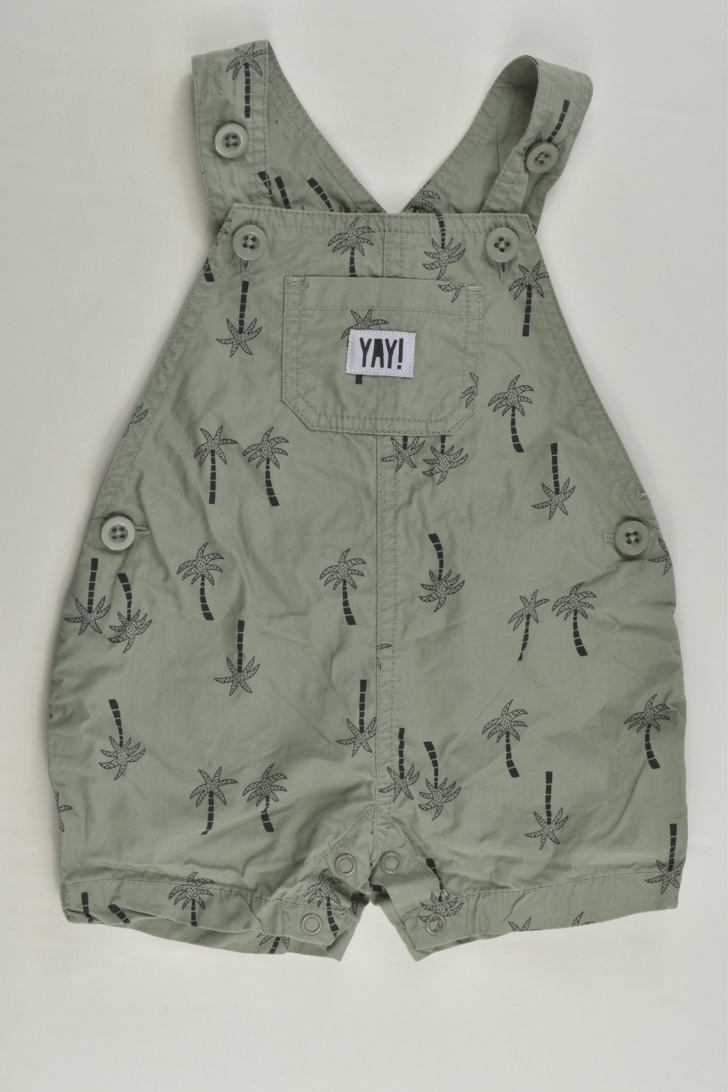 Kids & Co Size 000 Palm Trees Lightweight Short Overalls