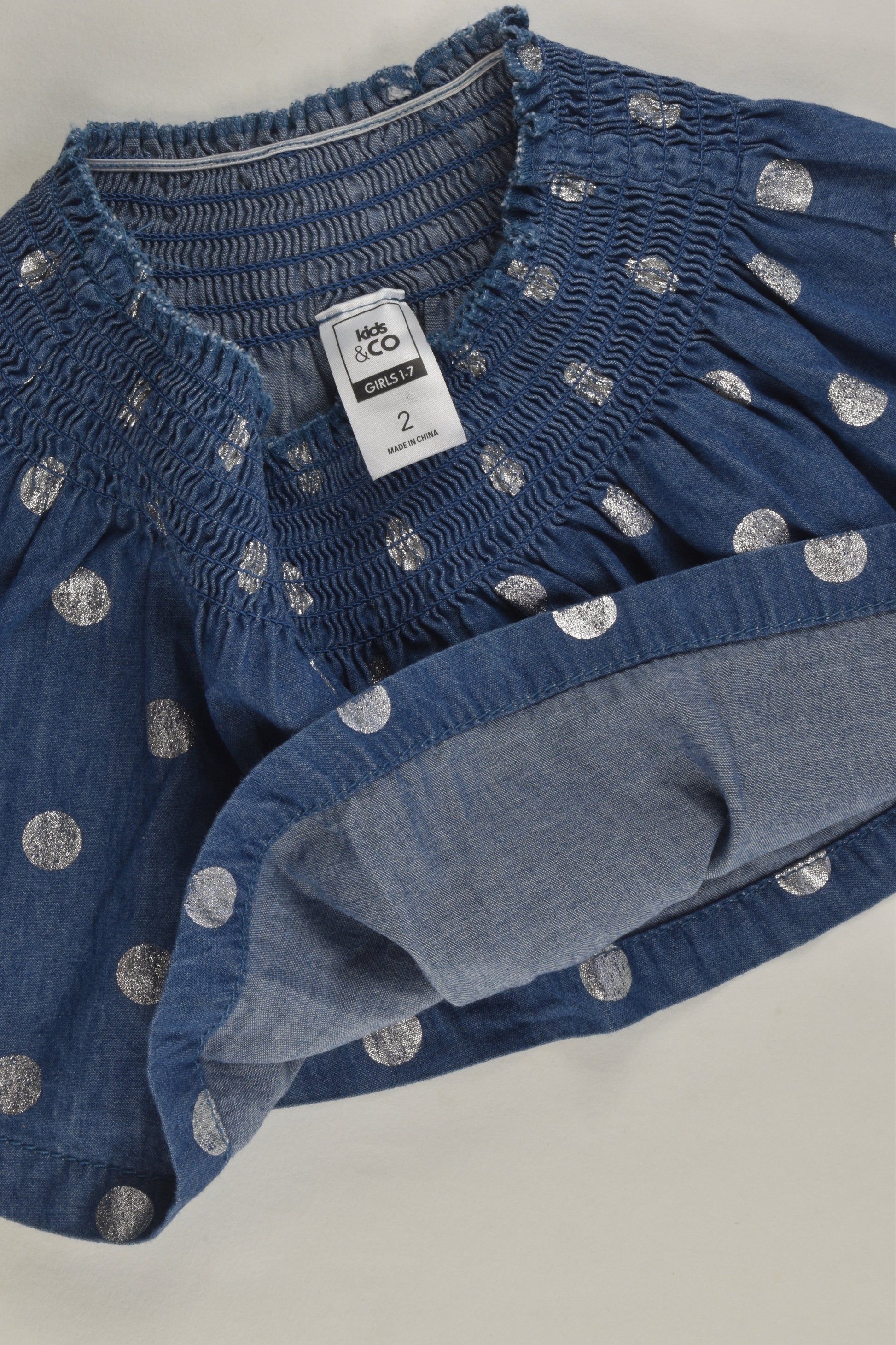 Kids & Co Size 2 Polka Dots Lightweight Denim Skirt