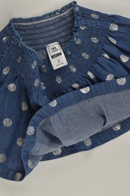 Kids & Co Size 2 Polka Dots Lightweight Denim Skirt