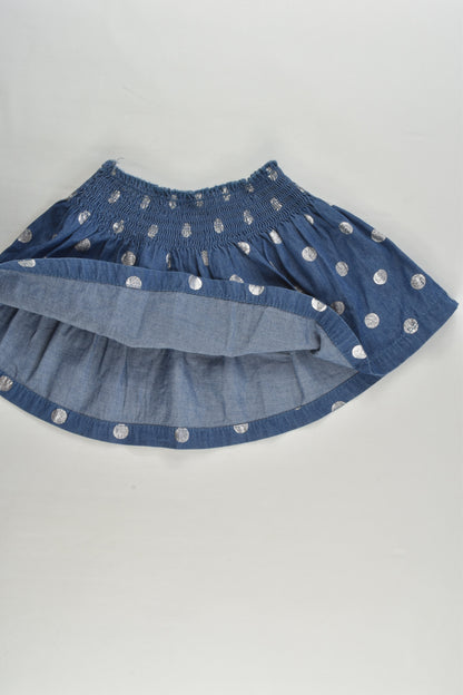 Kids & Co Size 2 Polka Dots Lightweight Denim Skirt